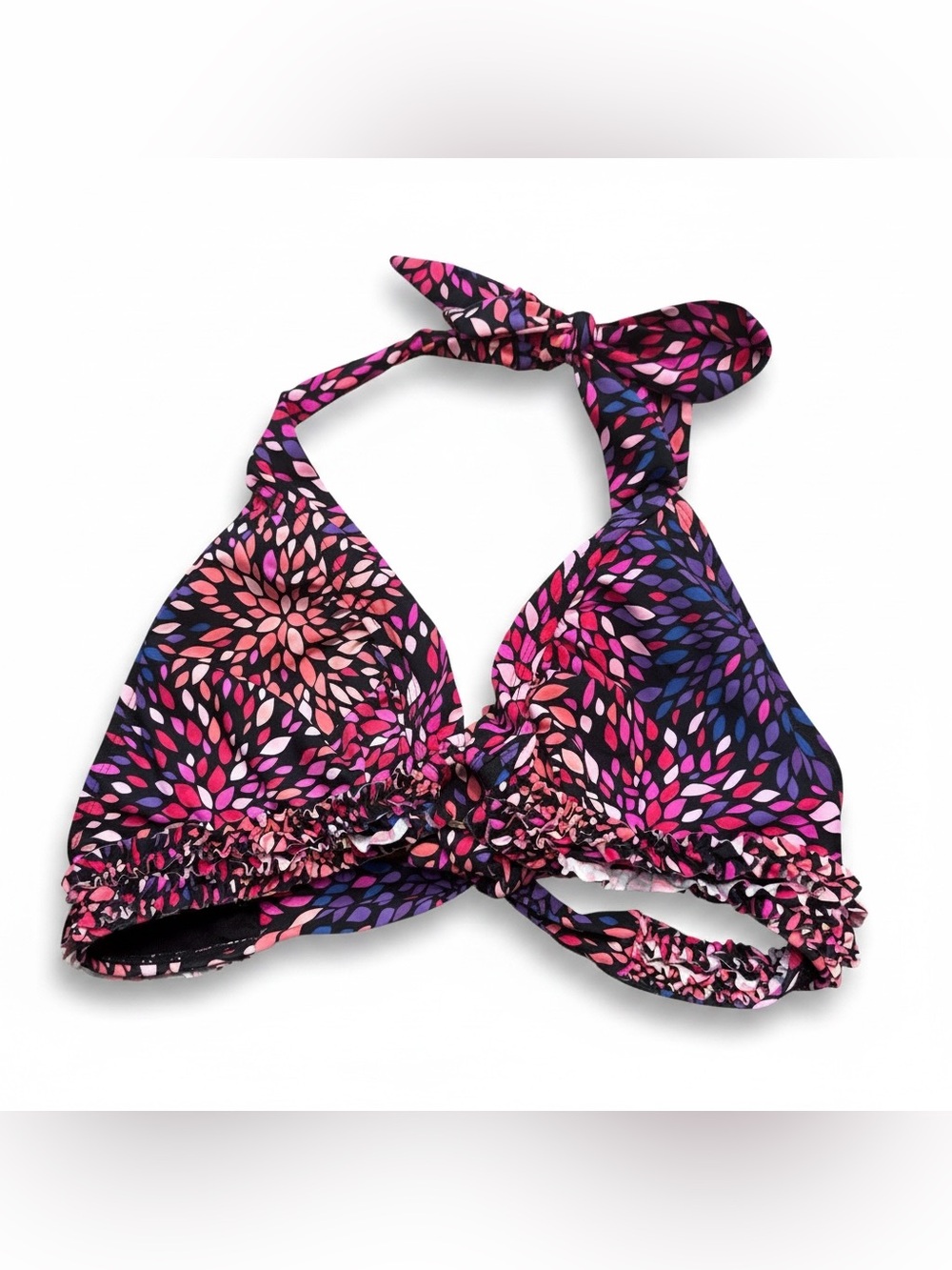 Anne Cole Pink & Purple Floral Halter Bikini Top